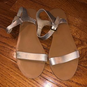 J.Crew gold flat sandals 8